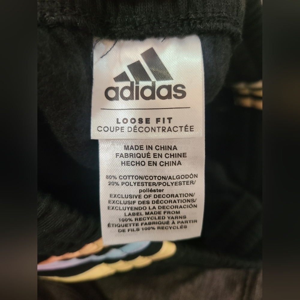 Adidas 3 stripe pastel rainbow ombre loose fit fleece sweatpants joggers - Picture 3 of 3